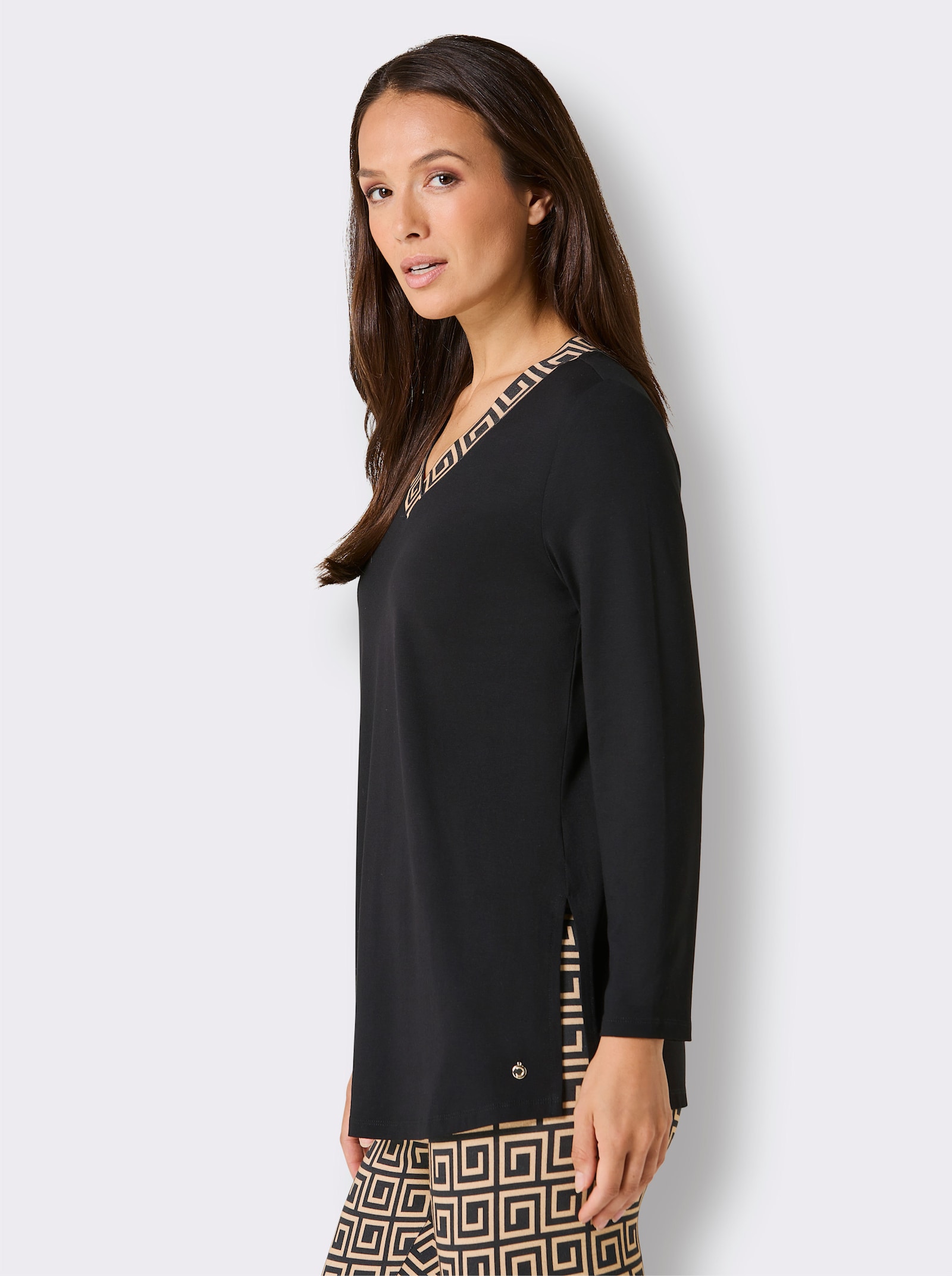 CREATION L PREMIUM Modal-Longshirt - schwarz-camel