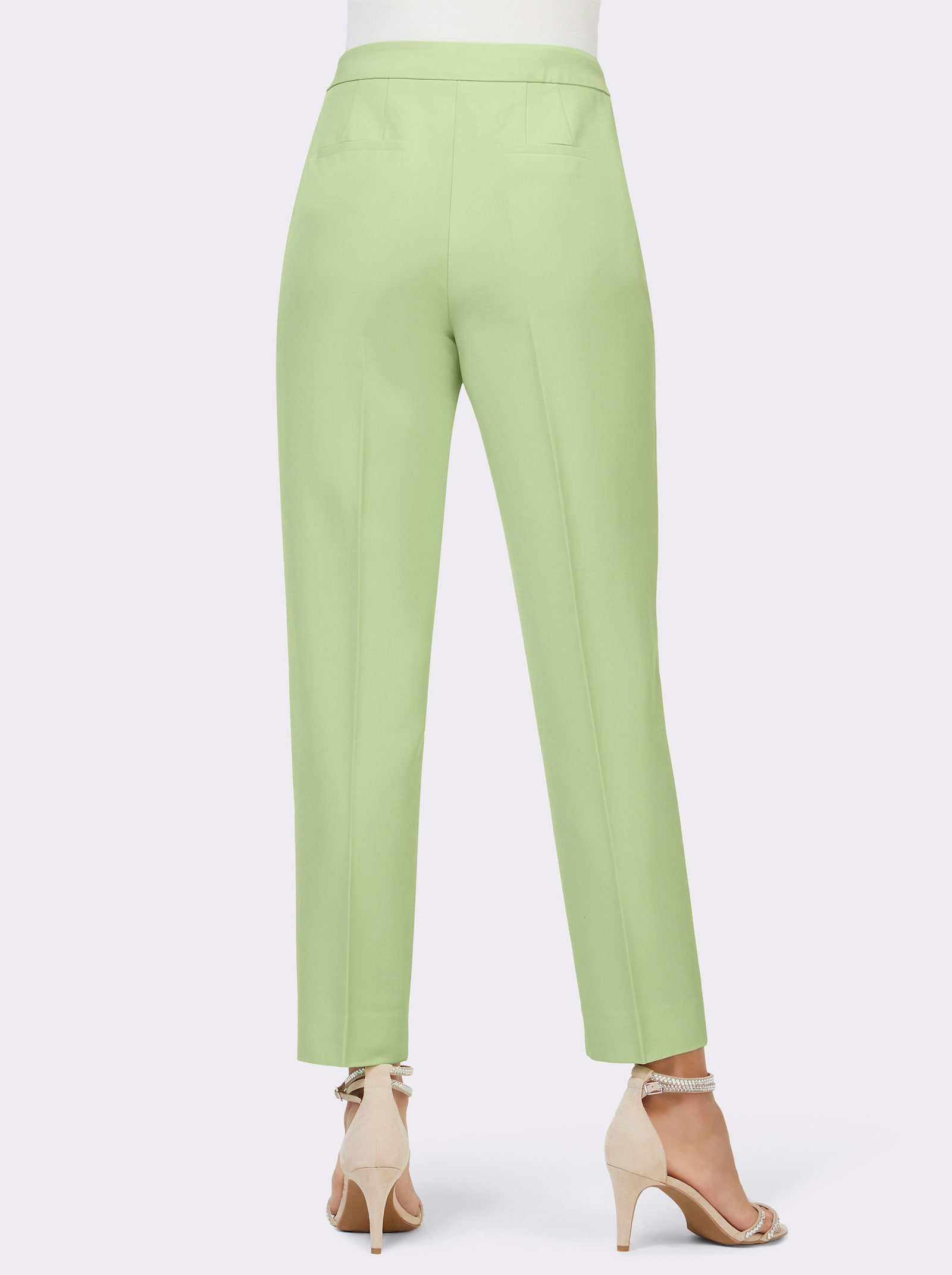 Bügelfaltenhose mit angedeuteten Taschen hinten - reseda