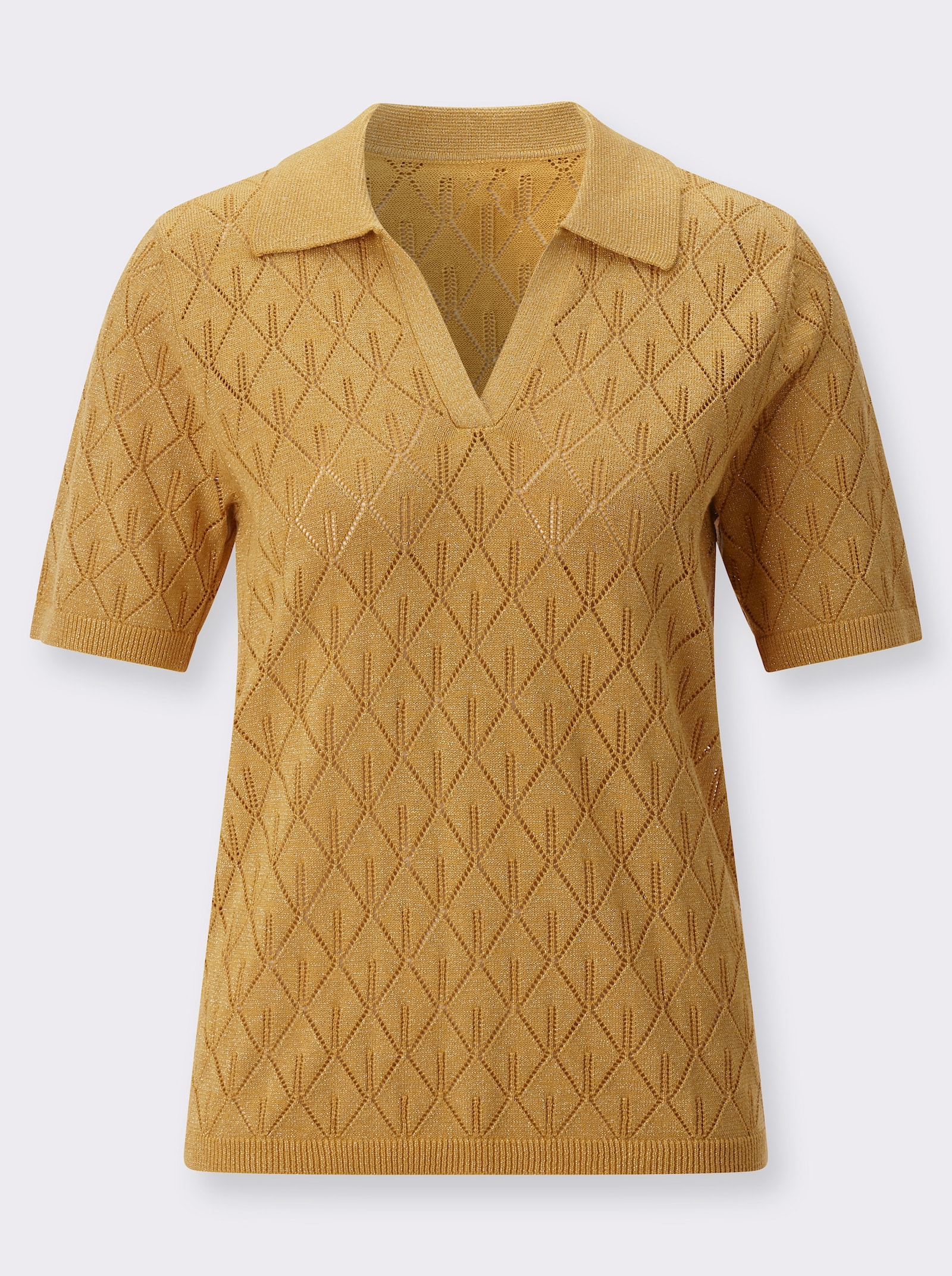 Polopullover mit Glanzgarn - ocker