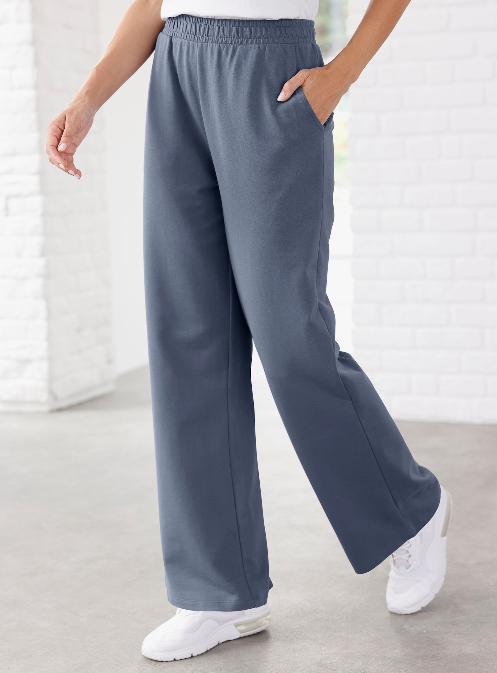Kalhoty pro volný čas z teplákoviny - kouřová modrá