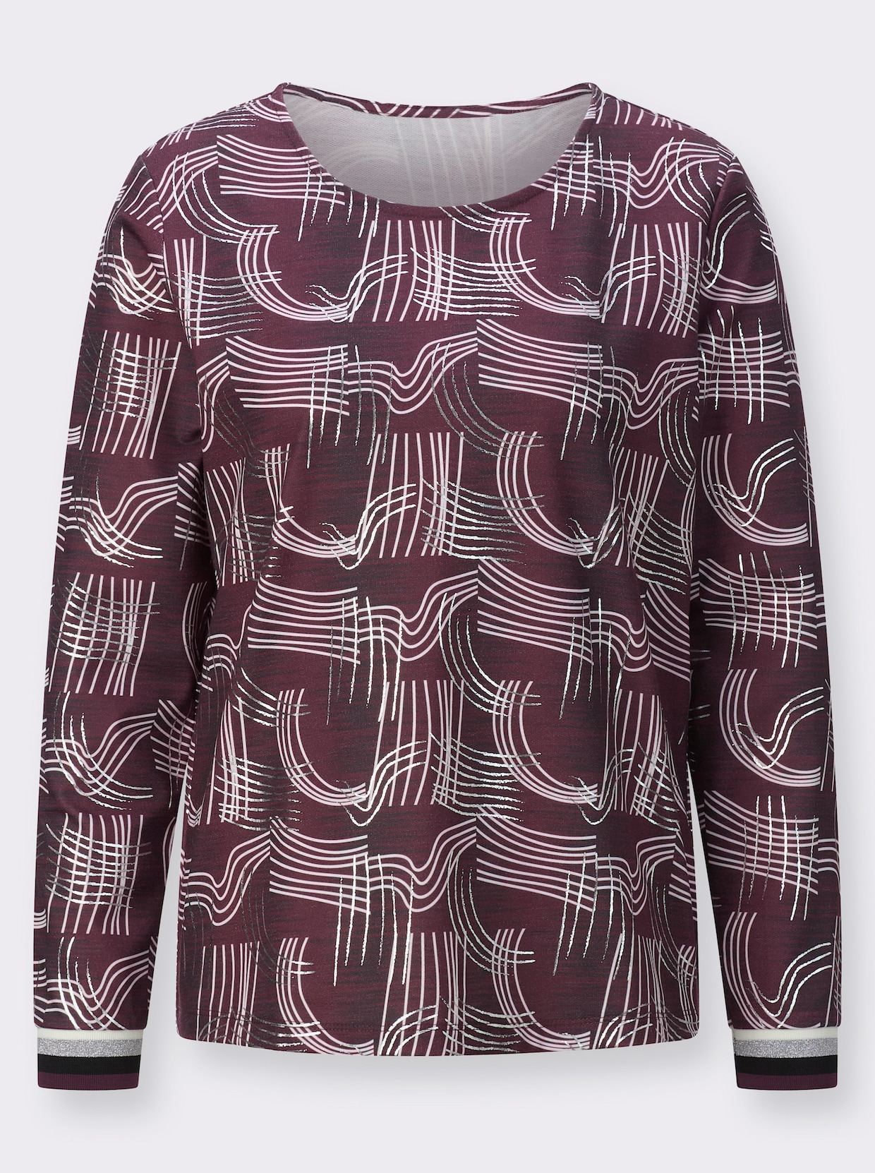 Shirt - bordeaux/ecru gedessineerd