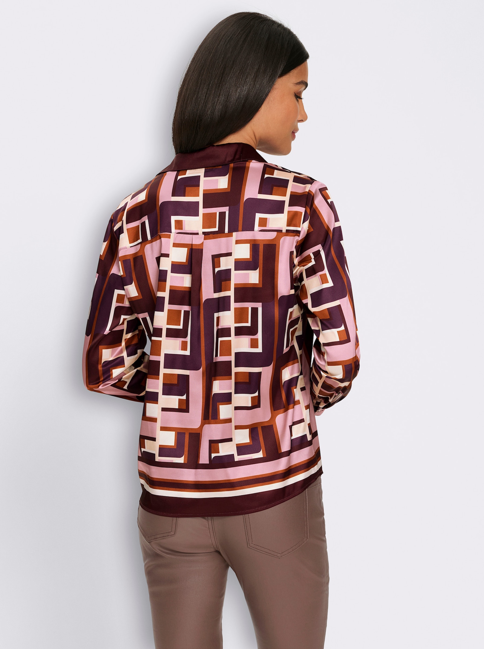 heine Druckbluse mit Grafik-Dessin - burgund-mauve-bedruckt