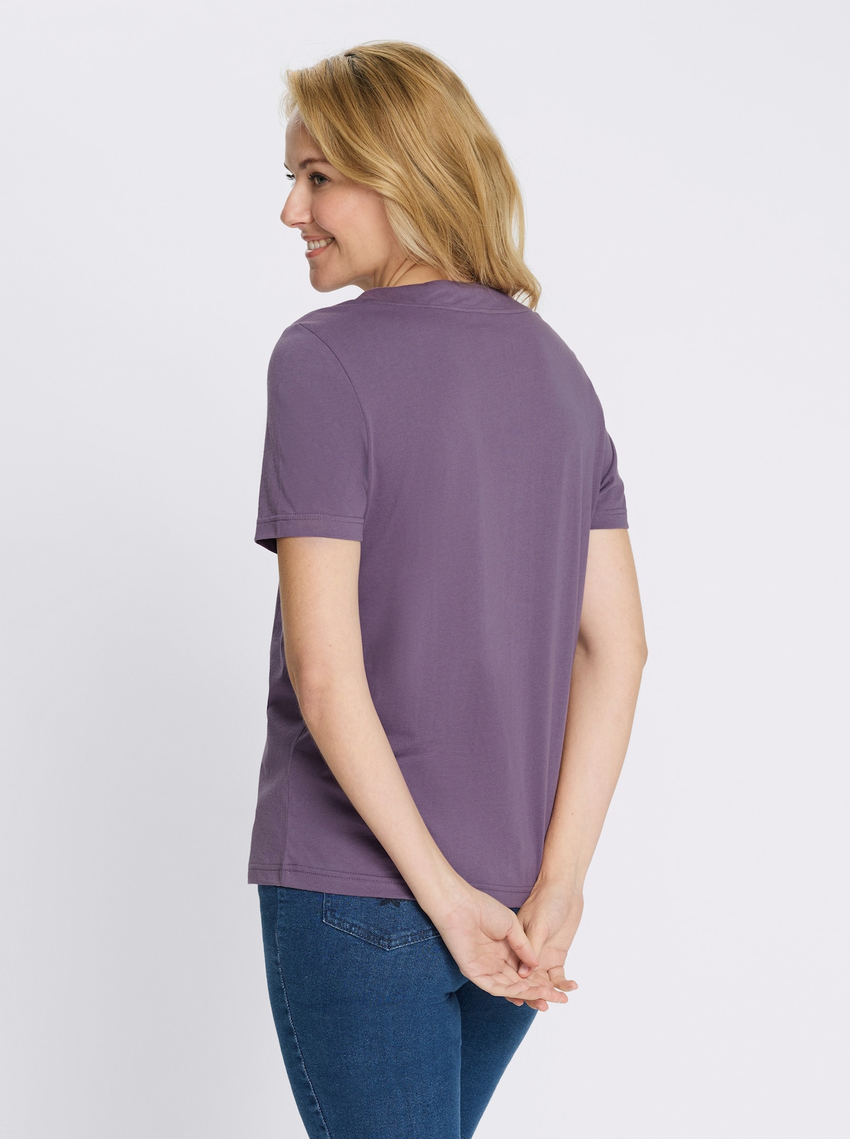 Kurzarmshirt mit Tunnelzug am Ausschnitt - feige