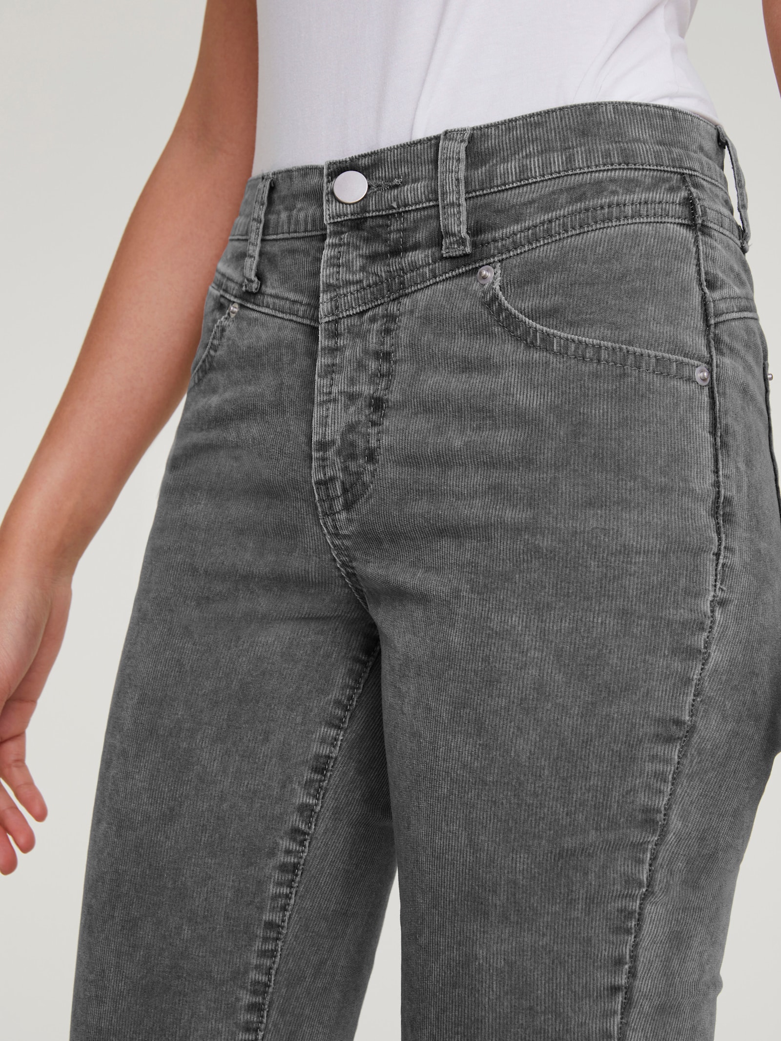 heine Cordhose mit Stretch - silbergrau