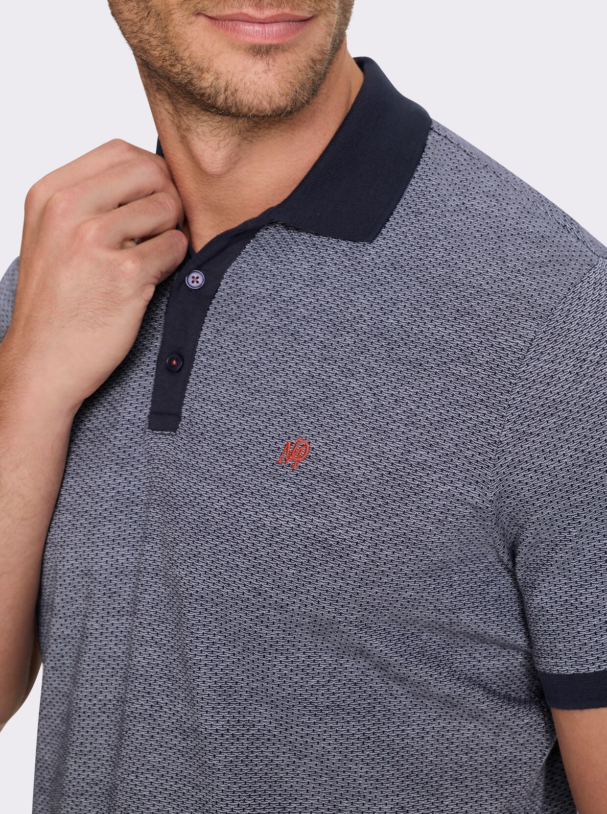 Marco Donati Kurzarmshirt - marine-meliert