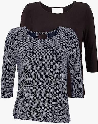 LASCANA 3/4-Arm-Shirt - navy-gemustert, schwarz