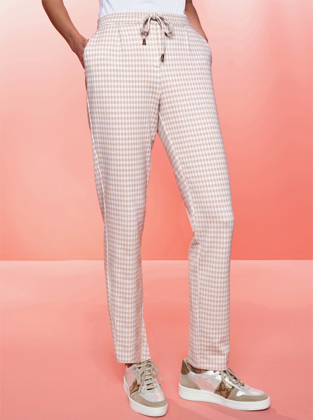 heine Pantalon à carreaux - beige-écru à carreaux