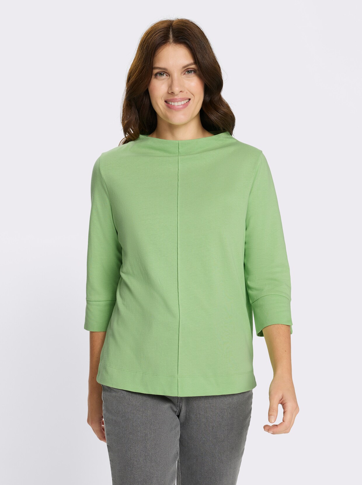 3/4-Arm-Shirt mit Biesen im Vorderteil - reseda