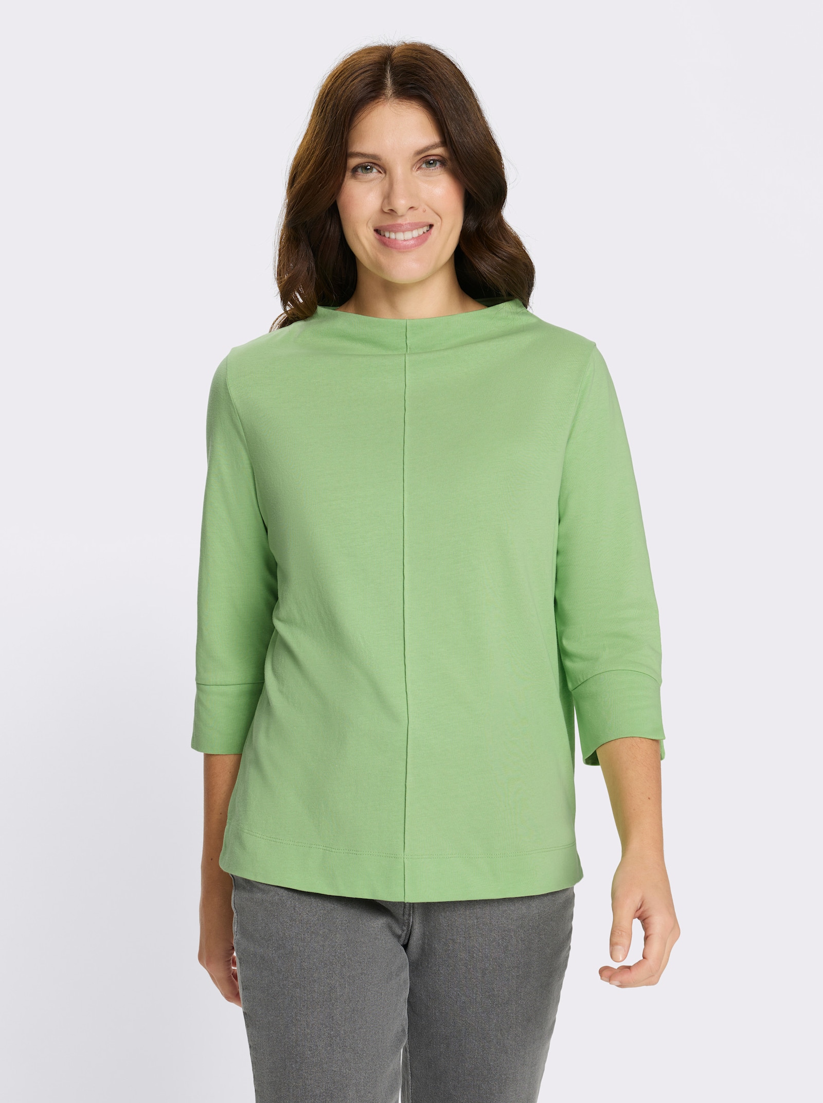 3/4-Arm-Shirt mit Biesen im Vorderteil - reseda