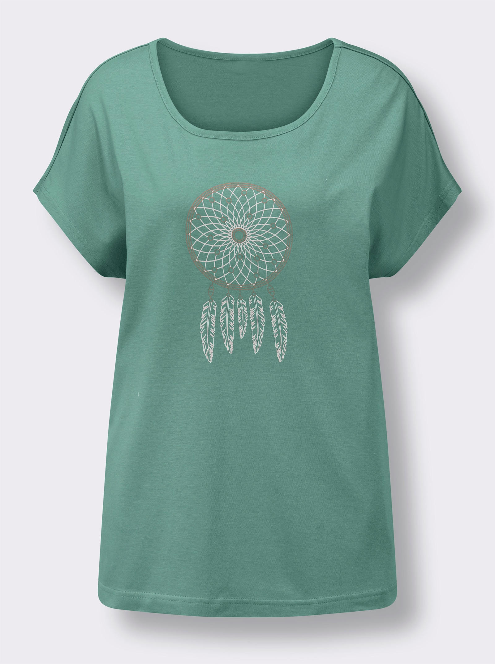 wäschepur Schlafanzug mit platziertem Druck - ecru-salbei-bedruckt