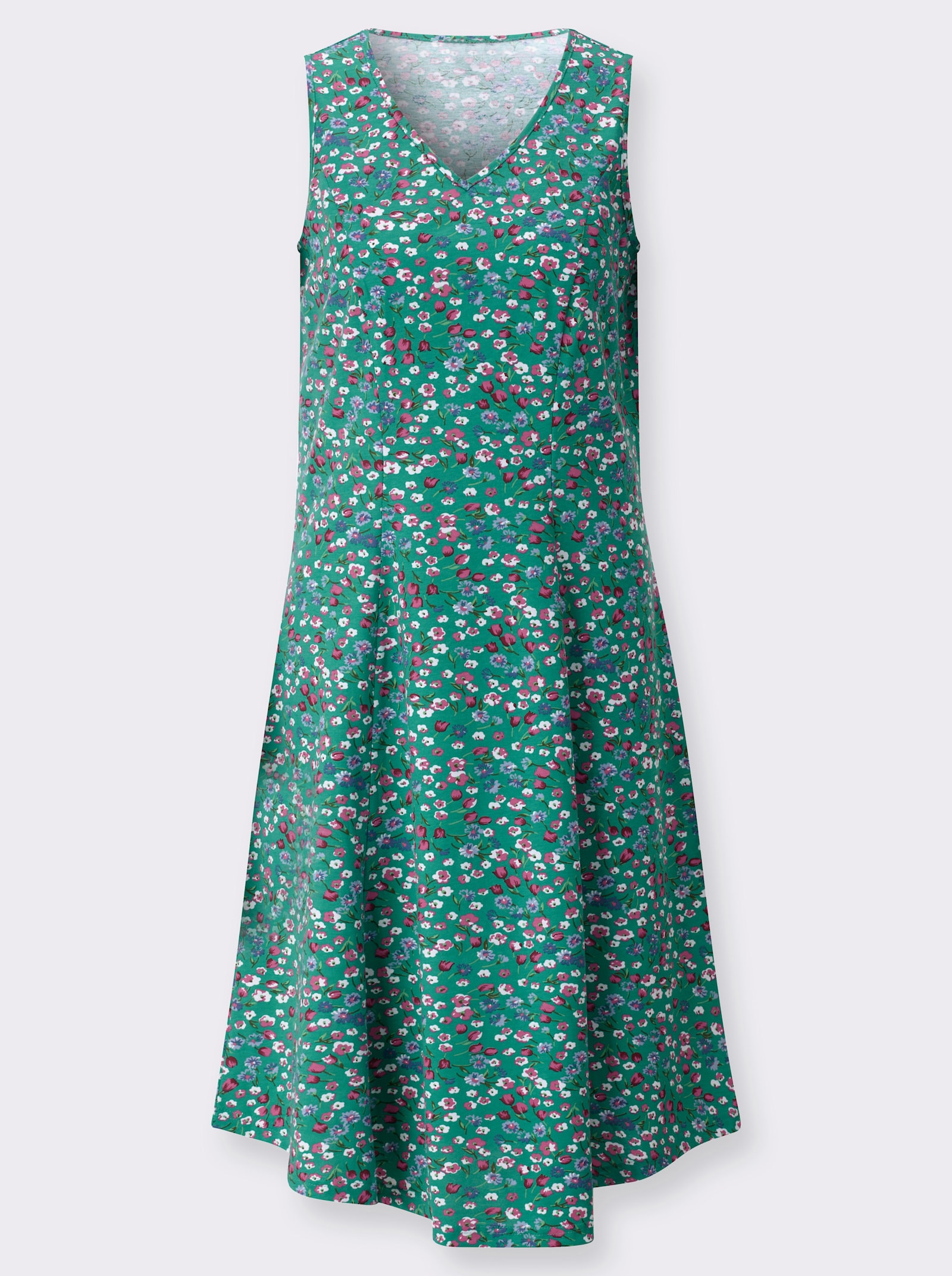 Sommerkleid im Millefleurs-Dessin - smaragd-fuchsia-bedruckt