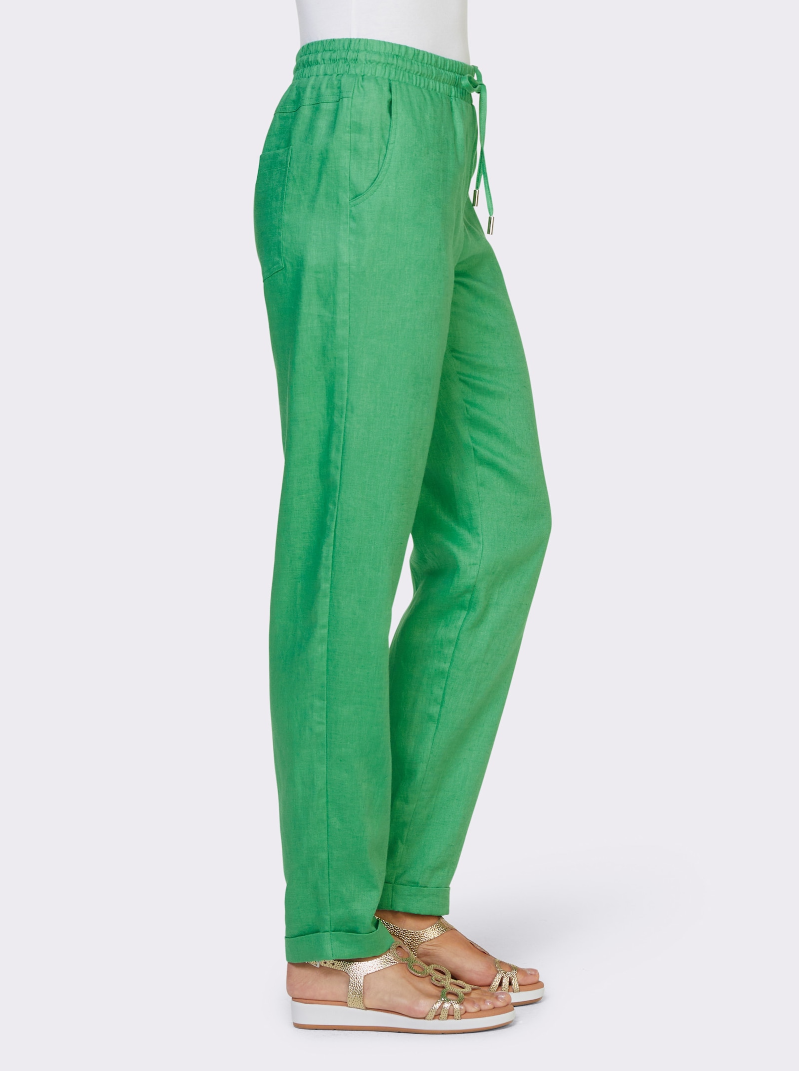 heine Pantalon en lin à la coupe carotte - vert pomme