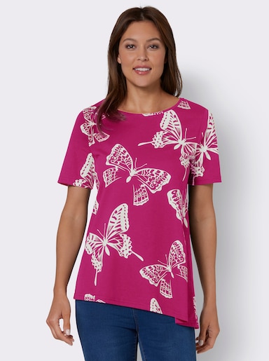 Kurzarmshirt - fuchsia-gemustert