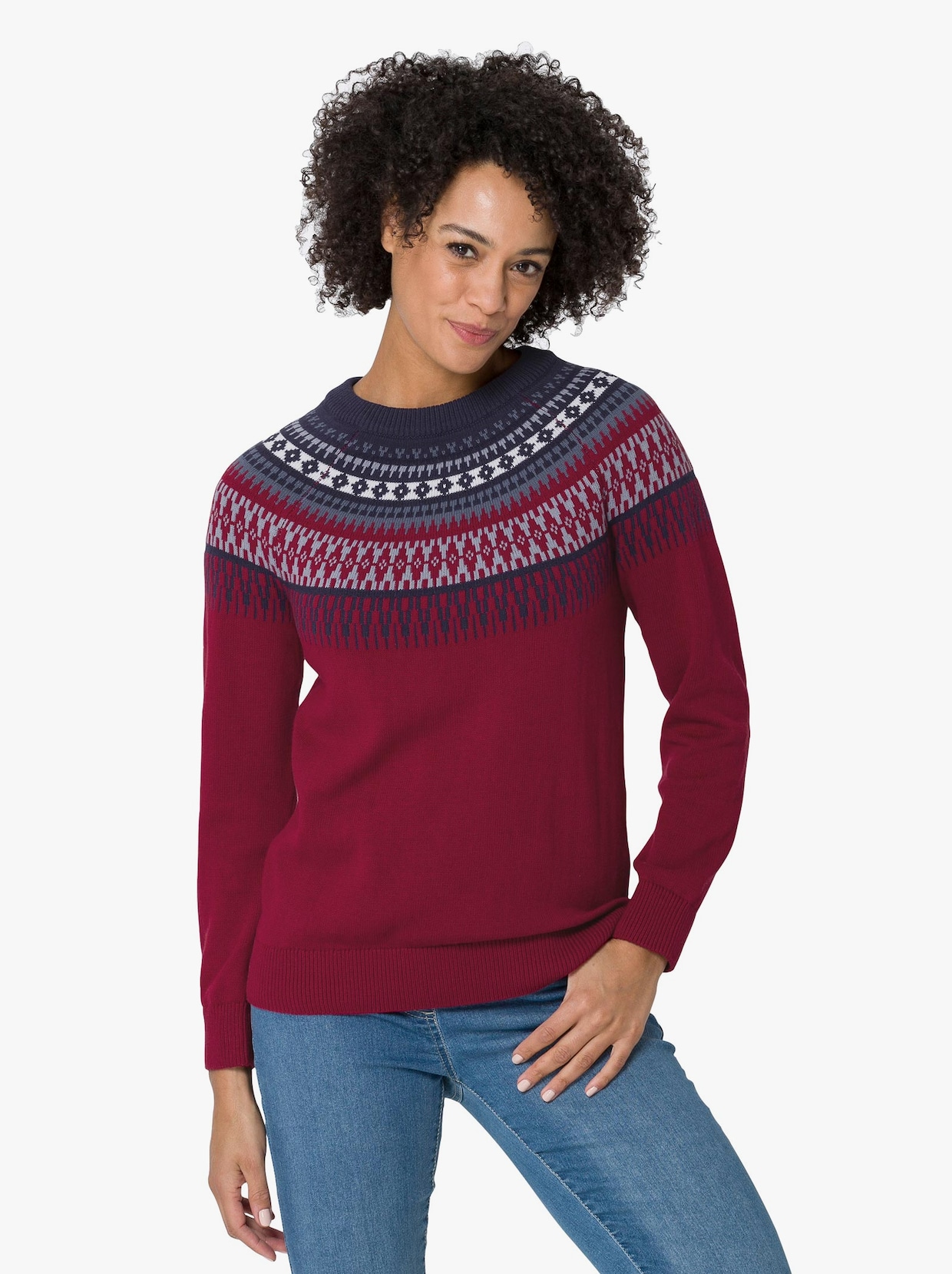 Norwegerpullover - kirsche-gemustert