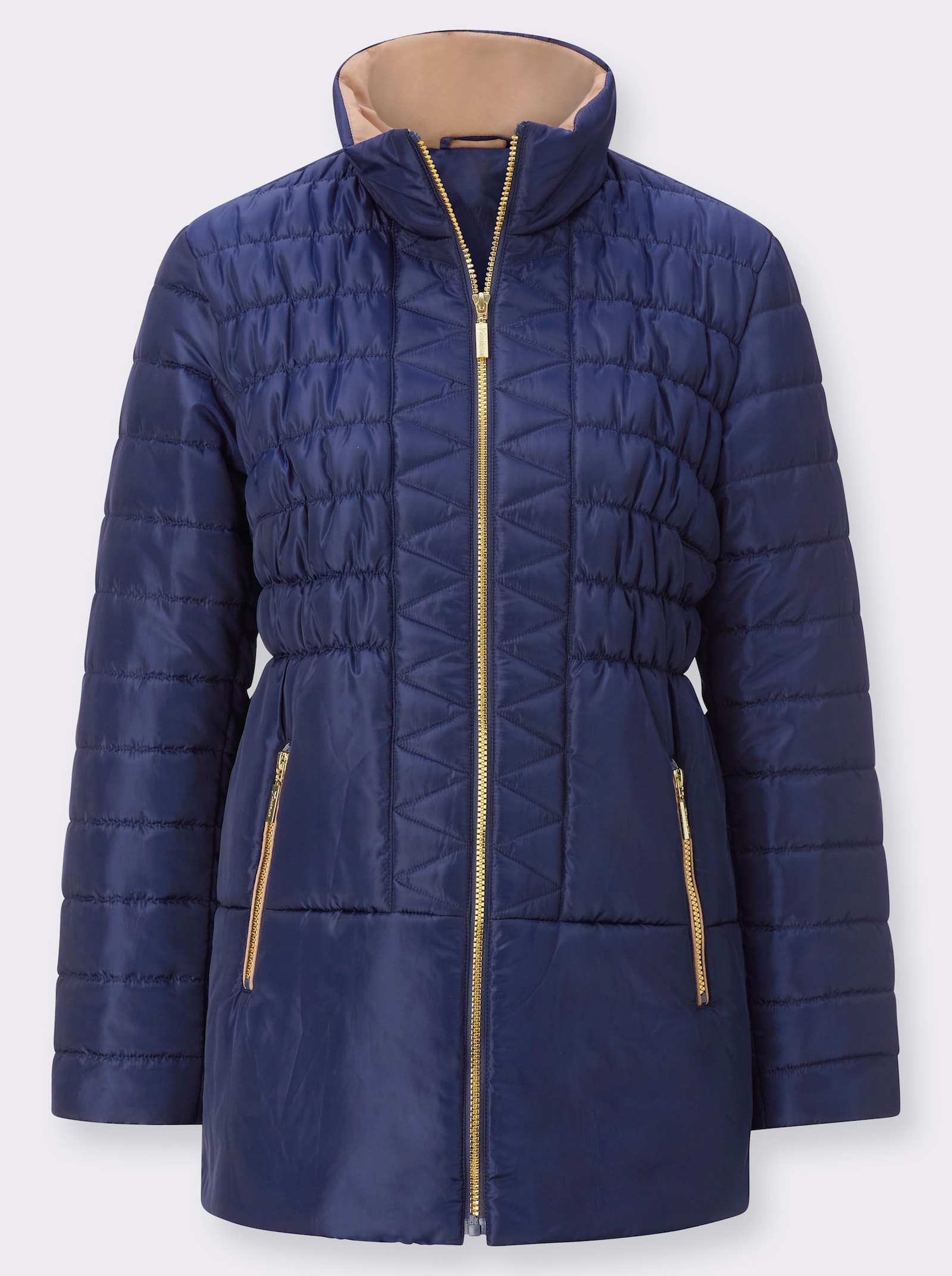 Gewatteerde jas met zigzagpatroon - marine