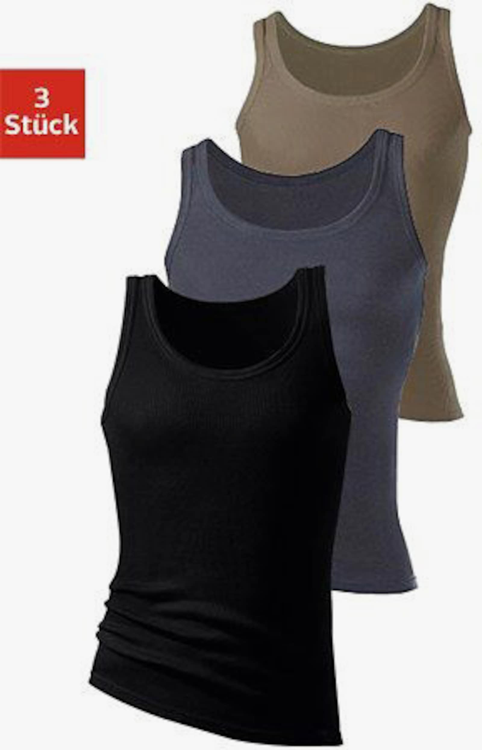 H.I.S Unterhemd - olivgrün, schwarz, anthrazit