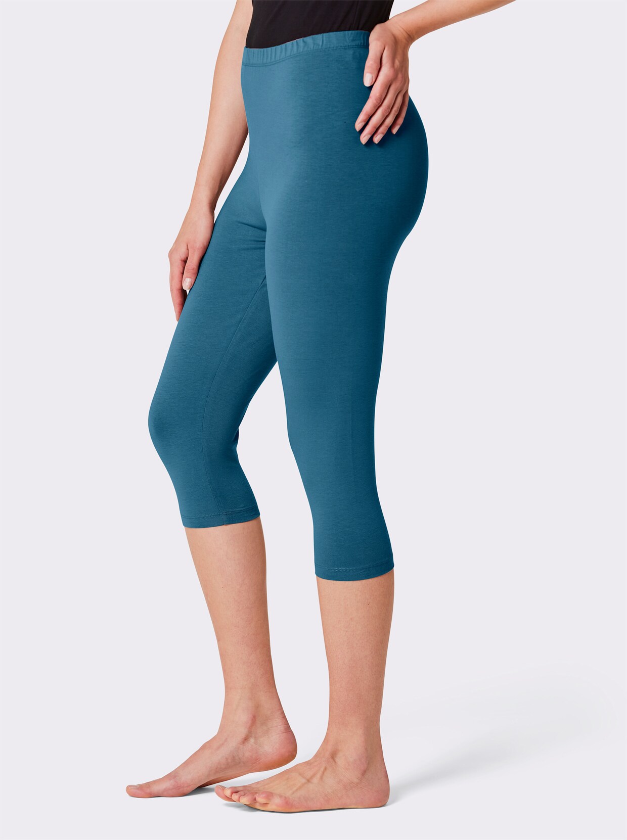 feel good Capri-Leggings - aquapetrol + dunkeltaupe