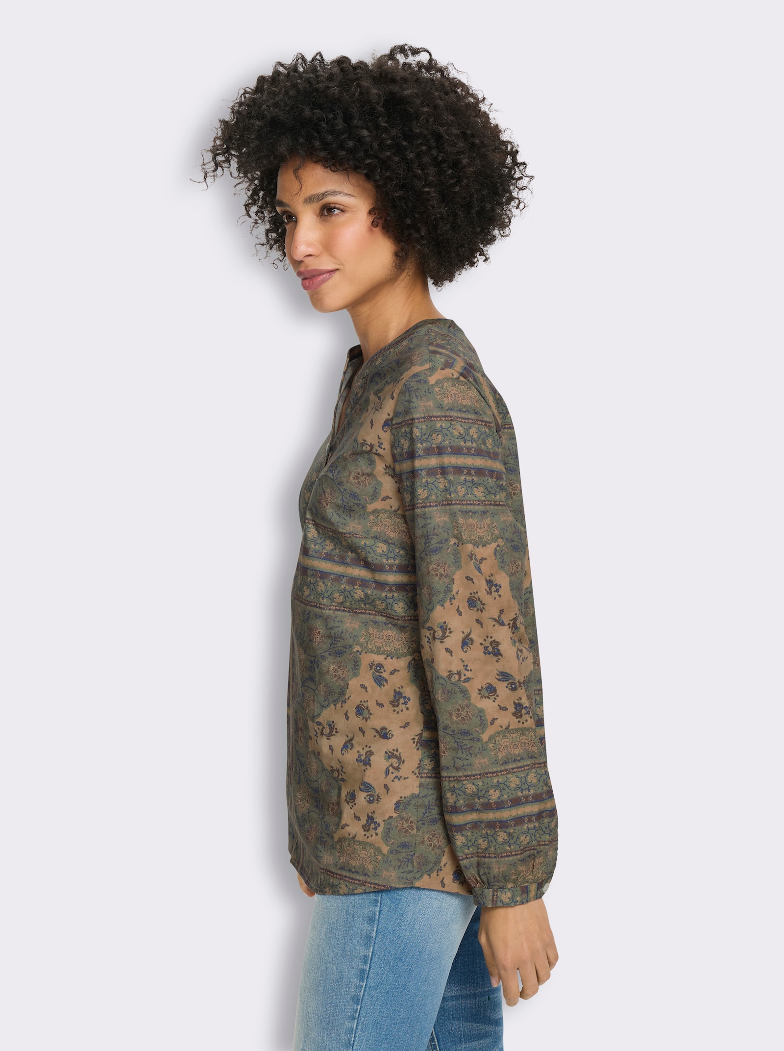 heine Druckbluse mit Floral-Dessin - khaki-camel-bedruckt