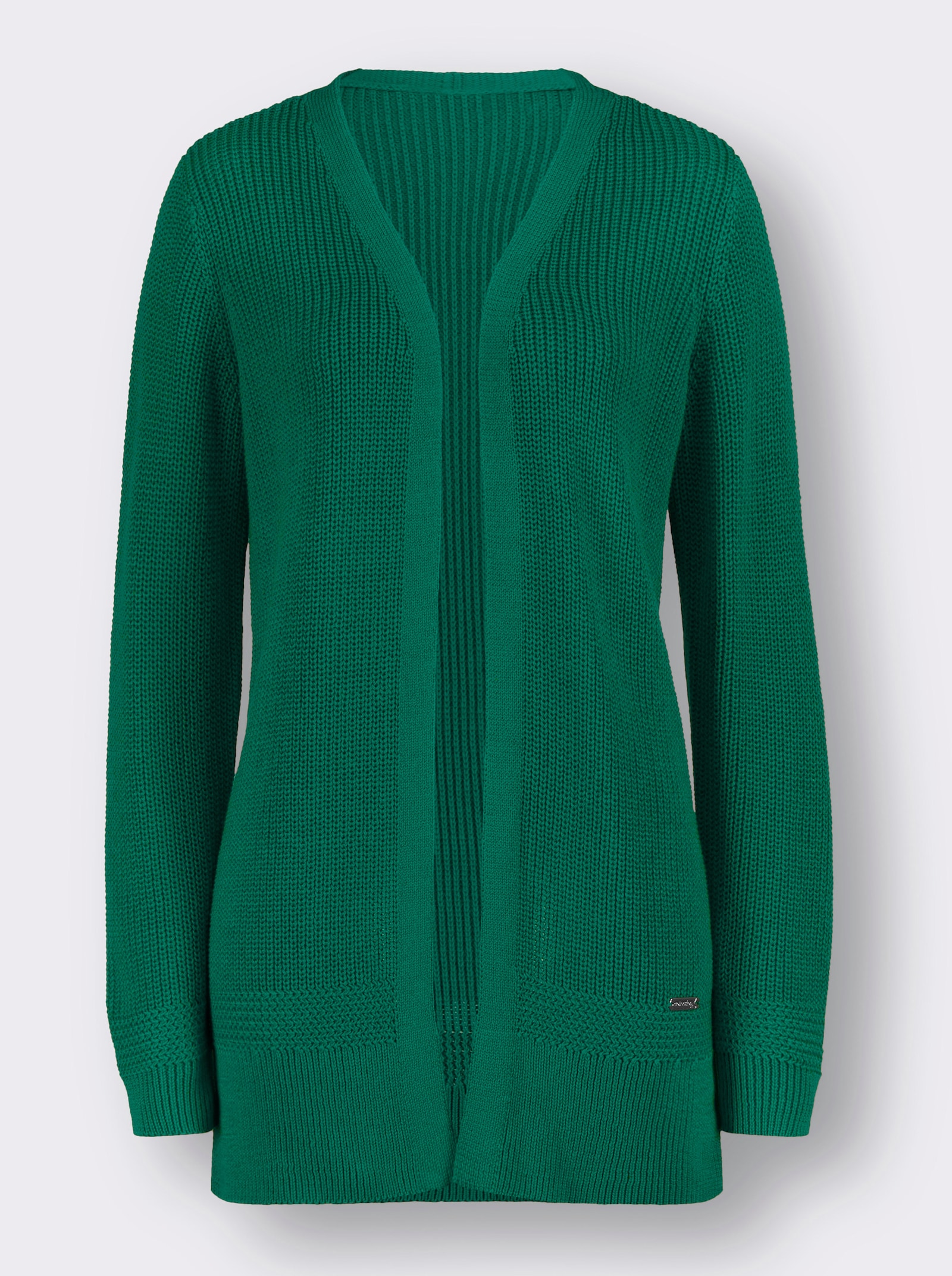 Longstrickjacke in passformgerechter Verarbeitung - grün