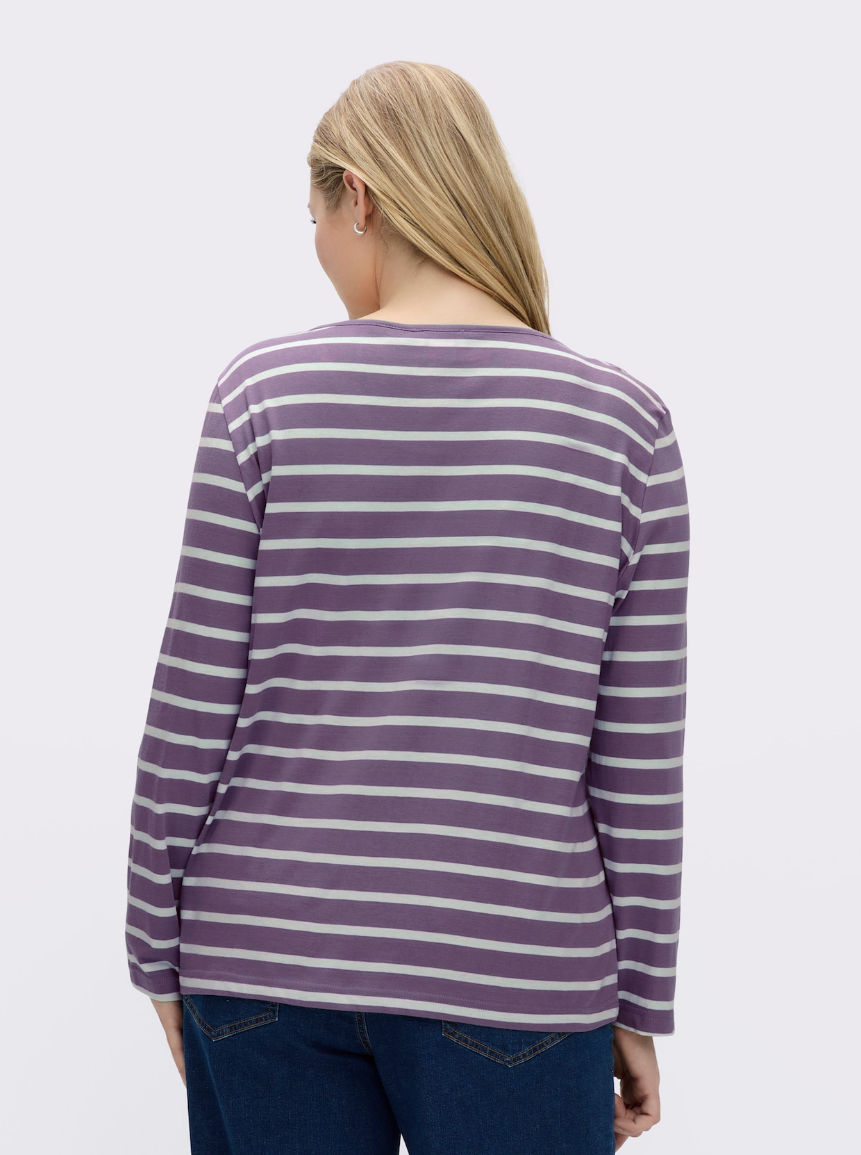 Ringelshirt mit Lederimitat-Patches - feige-ecru-gestreift