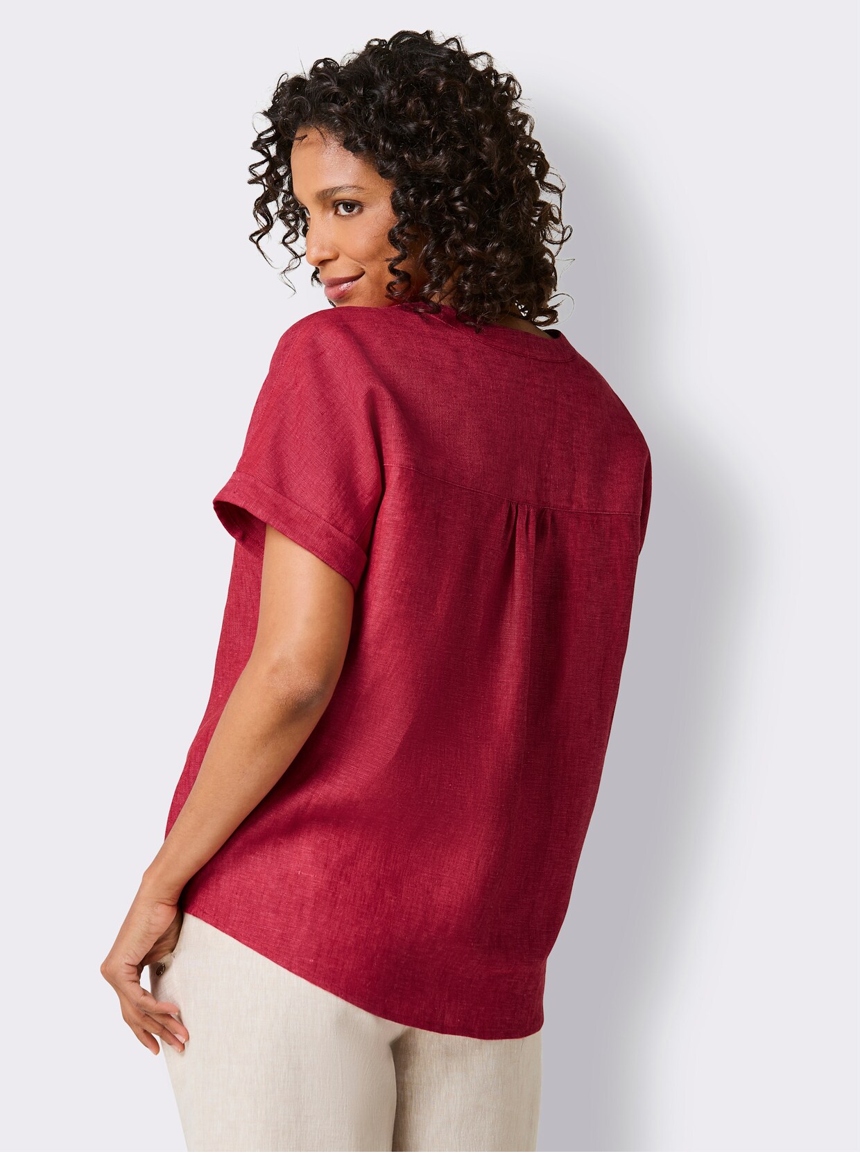 CREATION L PREMIUM Leinenbluse - rot-meliert