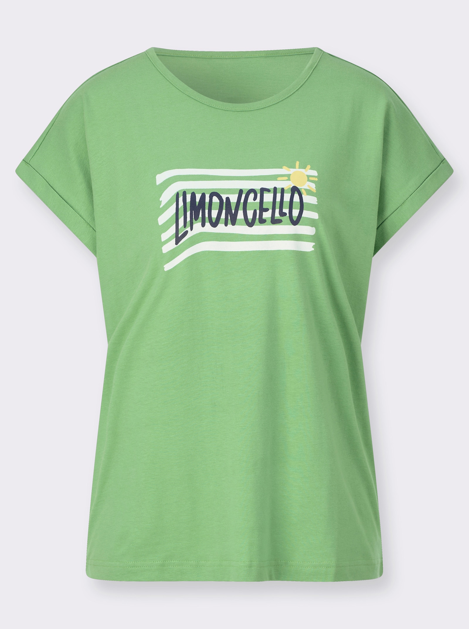 Rundhalsshirt mit platziertem Druck - apfel-ecru
