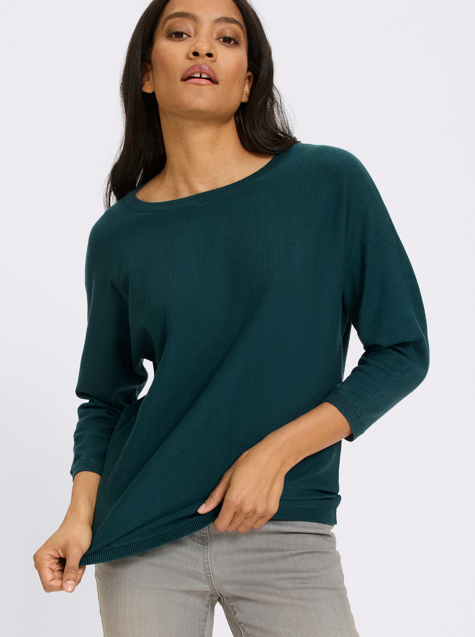 heine Fledermauspullover mit Rippenbündchen - petrol