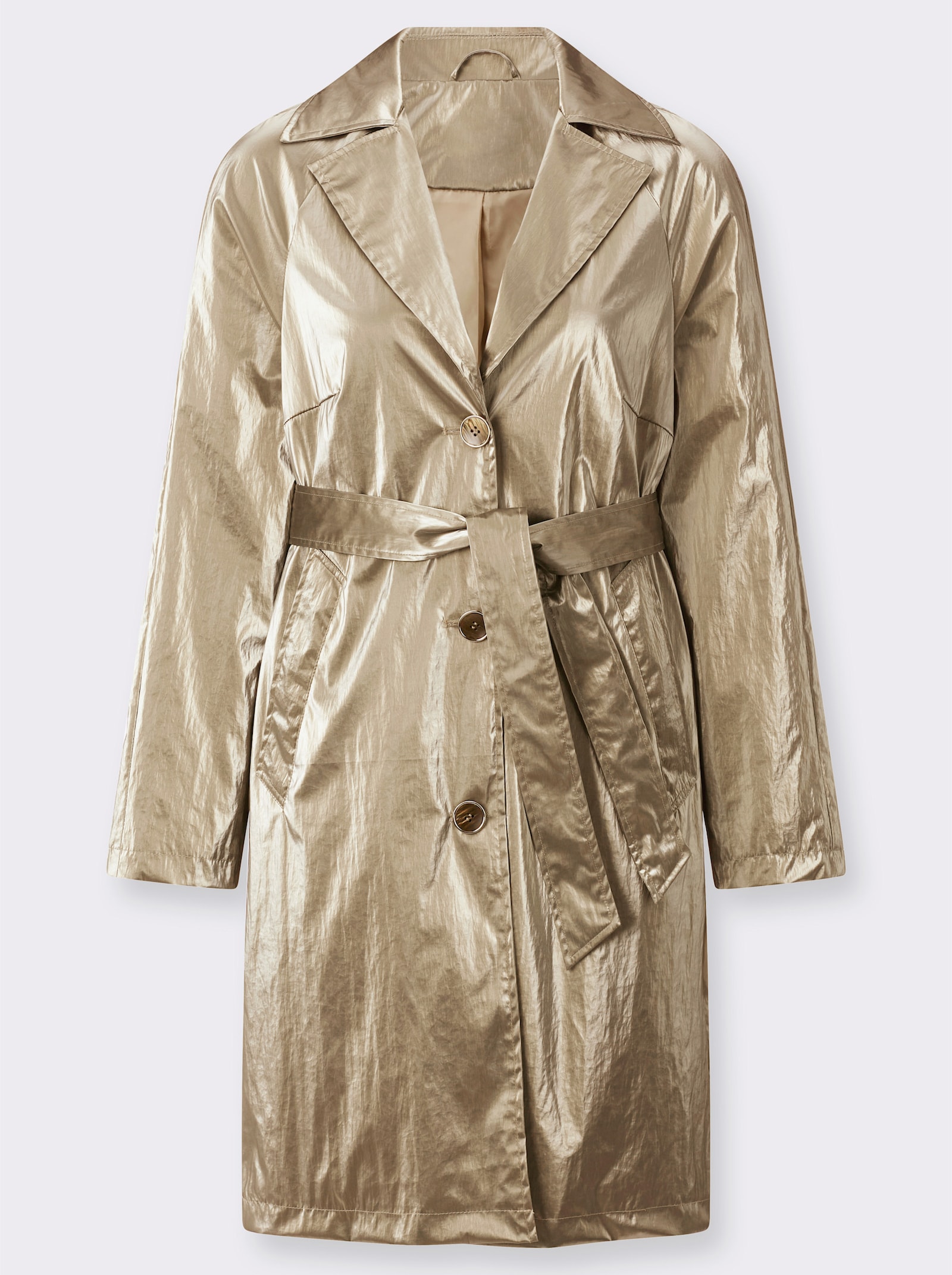Korte mantel met glanzende coating - goudkleur