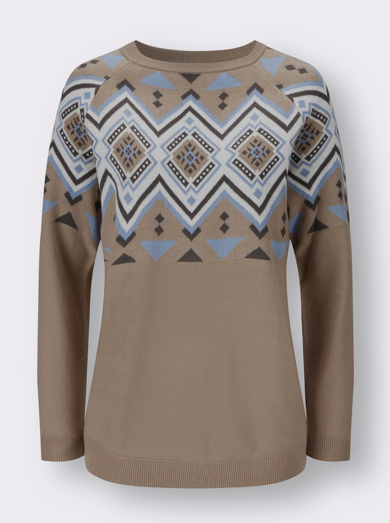 Pullover met ronde hals - sesam/bleu gedessineerd