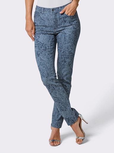 CREATION L PREMIUM 5-Pocket-Jeans im Print-Dessin - blue-bleached