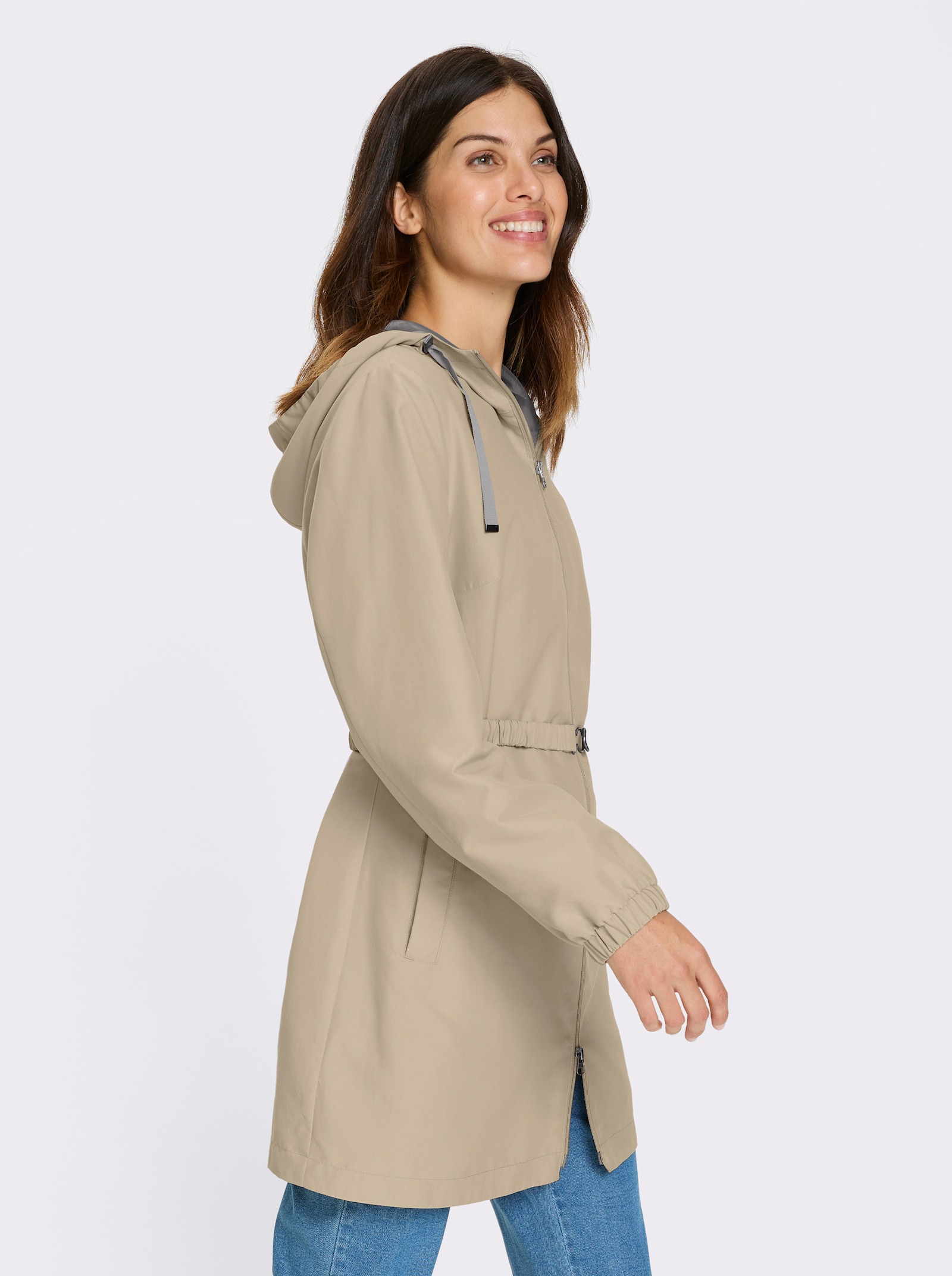 Jacke mit 2-Wege-Reissverschluss - beige