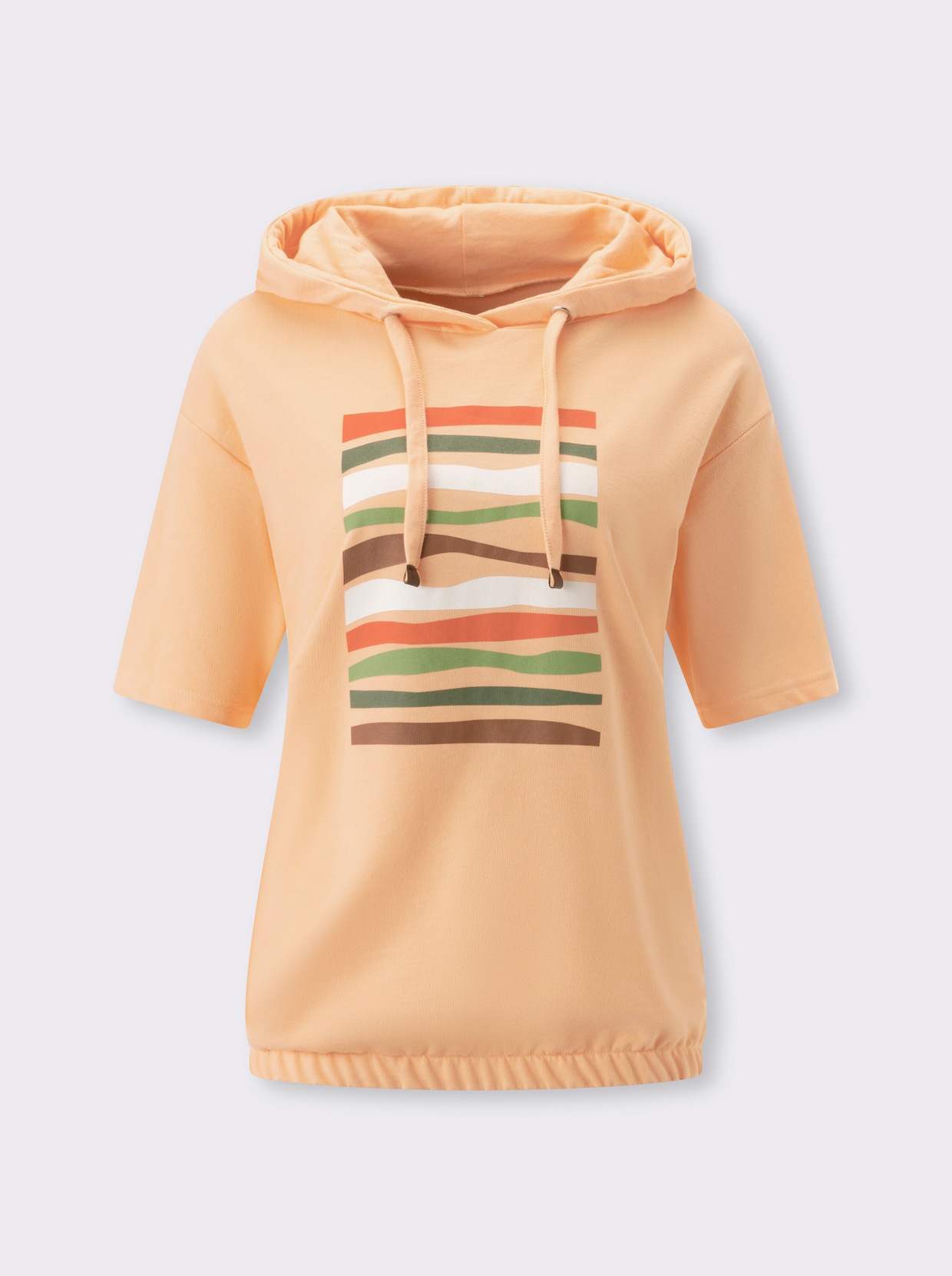 Sweatshirt mit halblangen Ärmeln - apricot-ecru