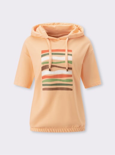 Sweatshirt mit halblangen Ärmeln - apricot-ecru