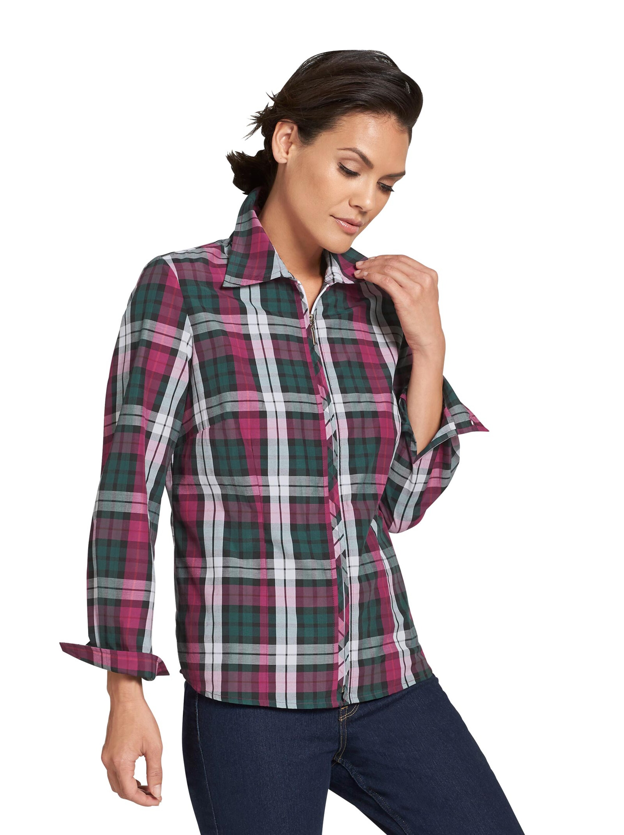 Karobluse - fuchsia-grün-kariert