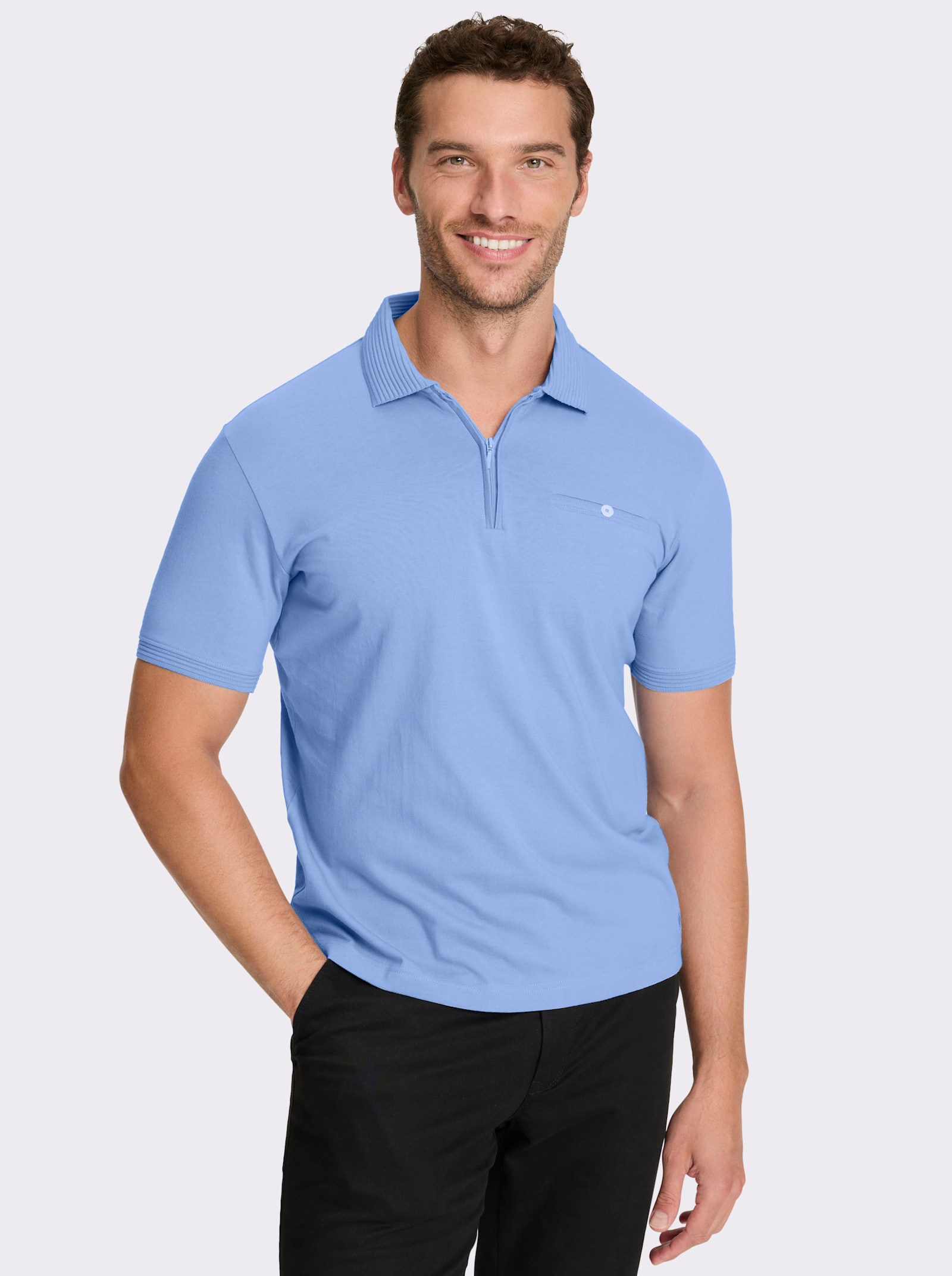 Marco Donati Kurzarmshirt mit Reißverschluss - bleu