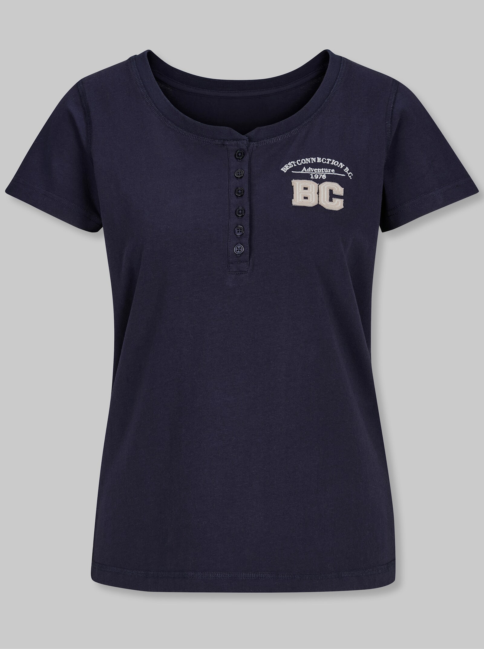 heine T-Shirt mit Schriftzug - marine