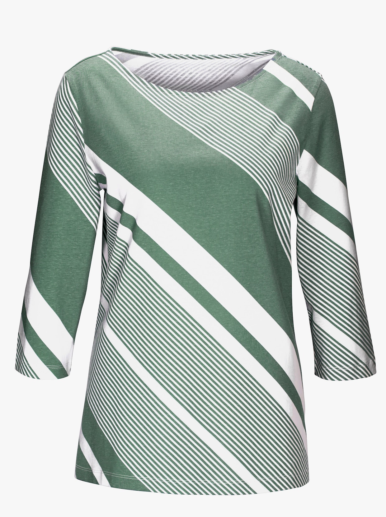 Shirt met 3/4-mouw - groen gestreept