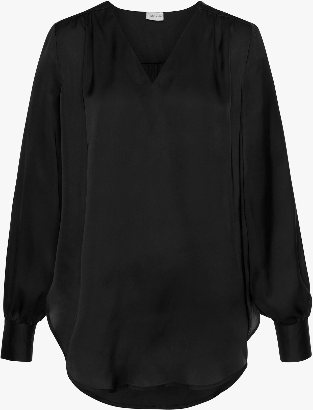 LASCANA Satinbluse - schwarz