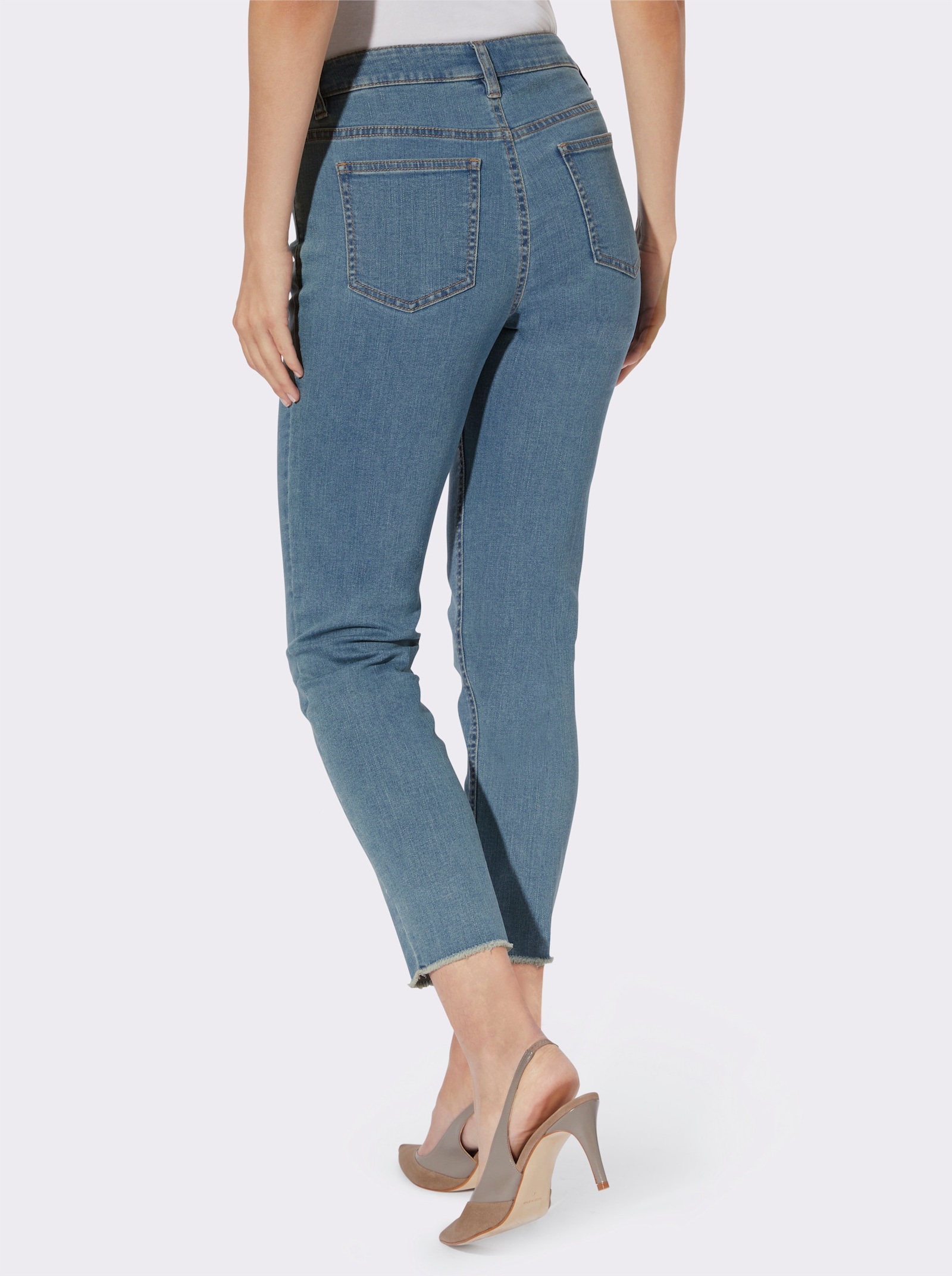 heine Skinny jeans met franjes aan de zoom - blue-bleached