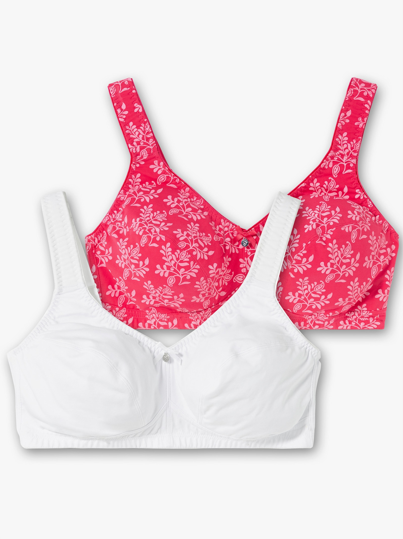 sheego Lot de 2 soutiens-gorge sans armatures - blanc + orchidée