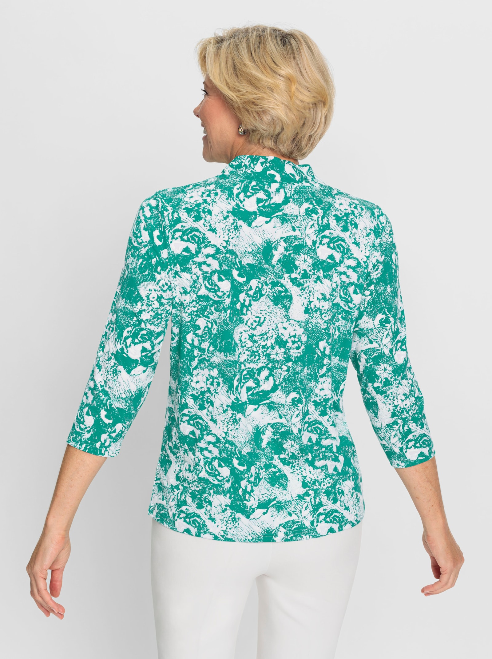 2-in-1-Shirt mit hochwertigem Druck - smaragd-weiß-bedruckt