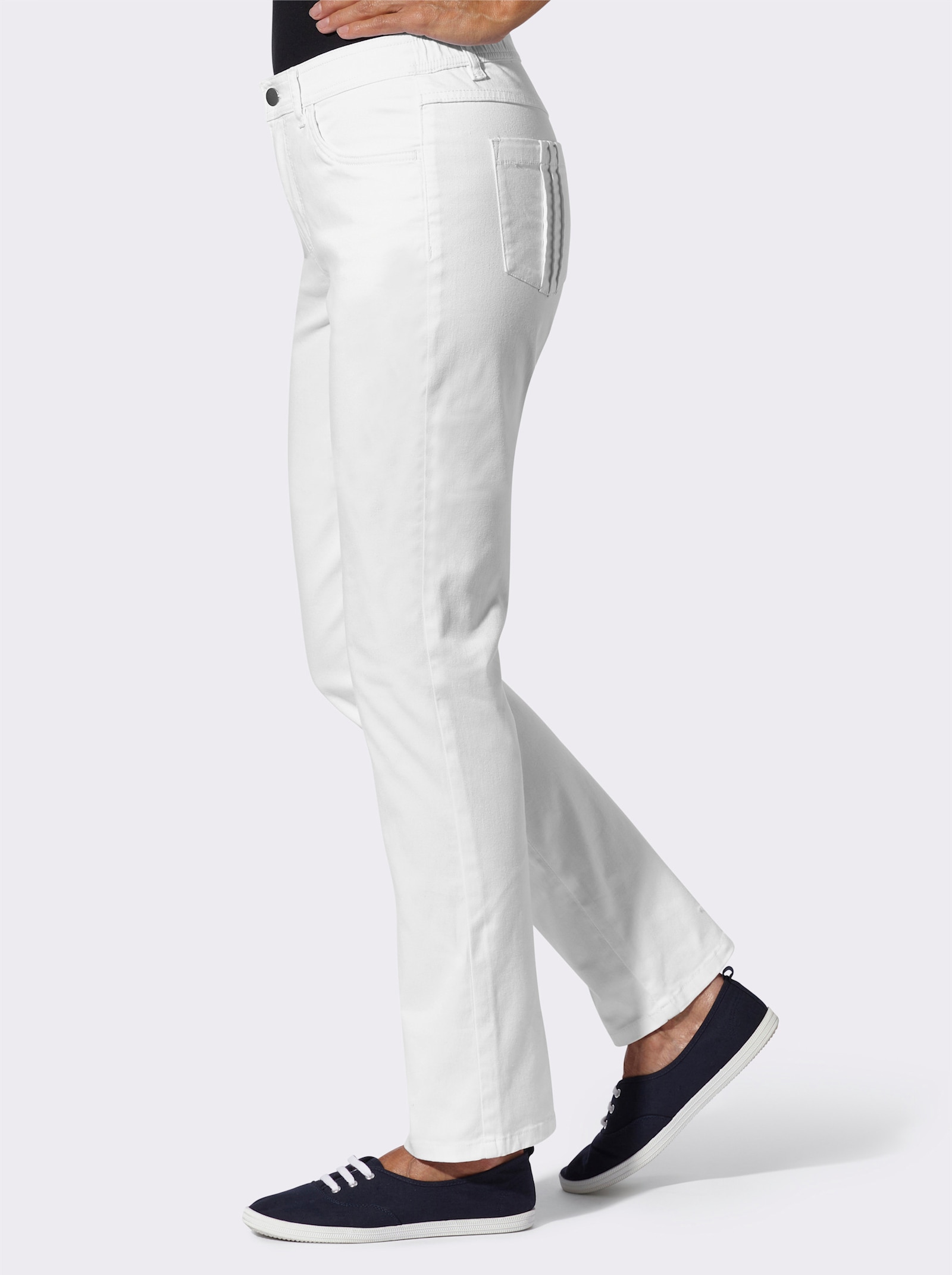 Stretch-Hose mit Biesen an den Gesässtaschen - weiss