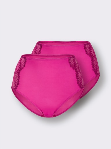 wäschepur Hüftslip mit Spitzen-Einsatz seitlich - magenta