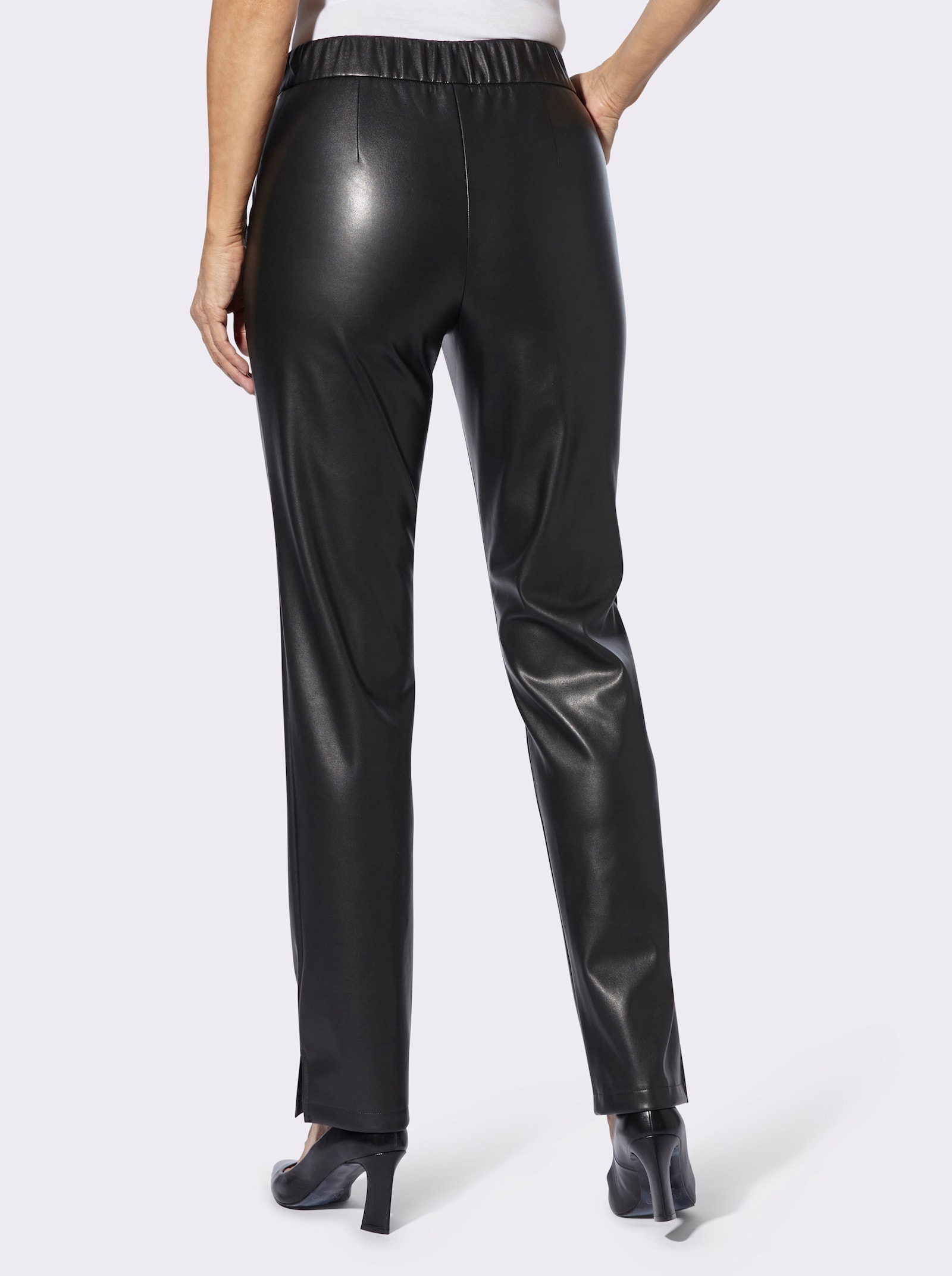 Lederimitathose mit Zierelement - schwarz