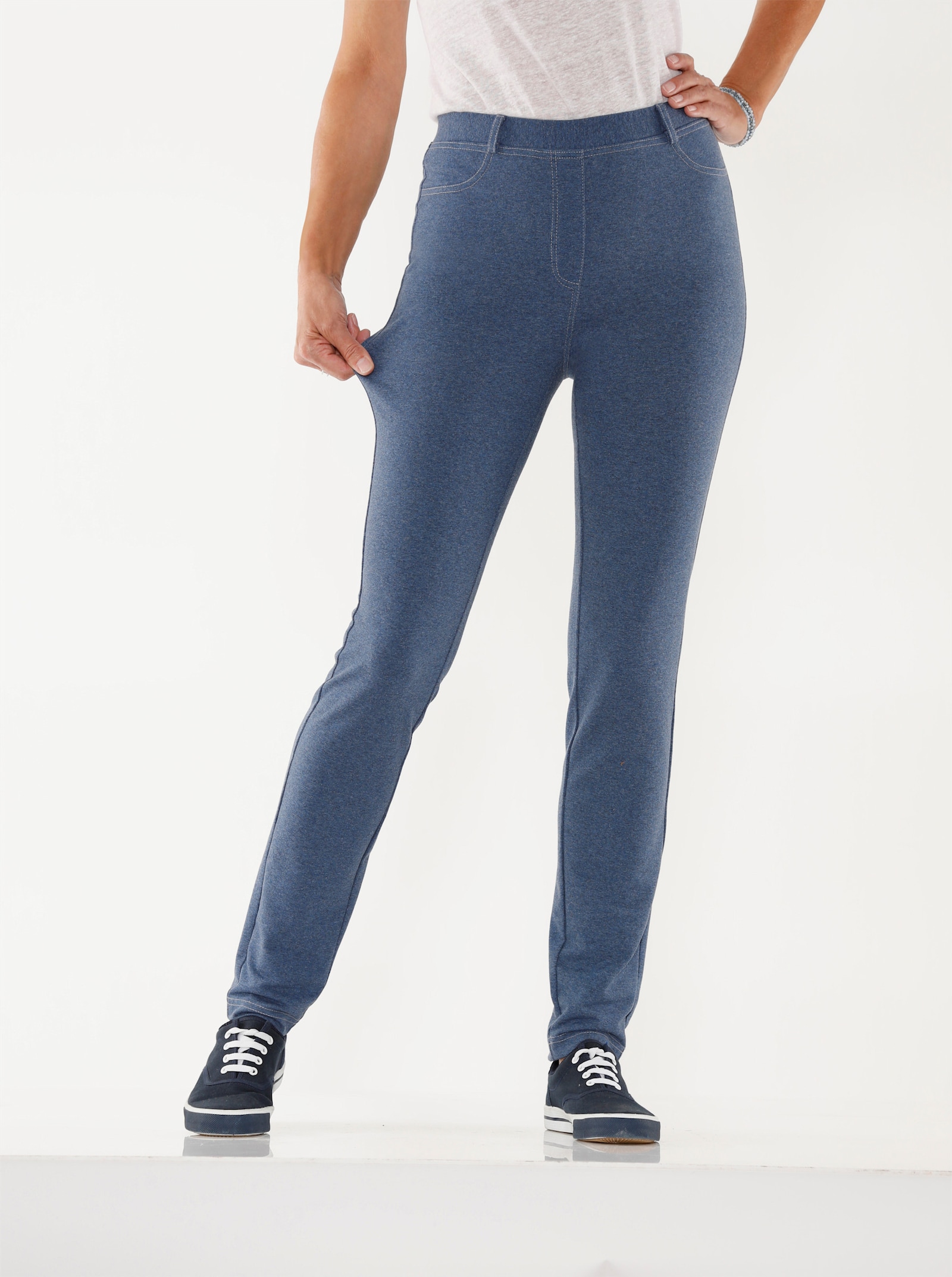 Hose innen wärmend angeraut - rauchblau-meliert