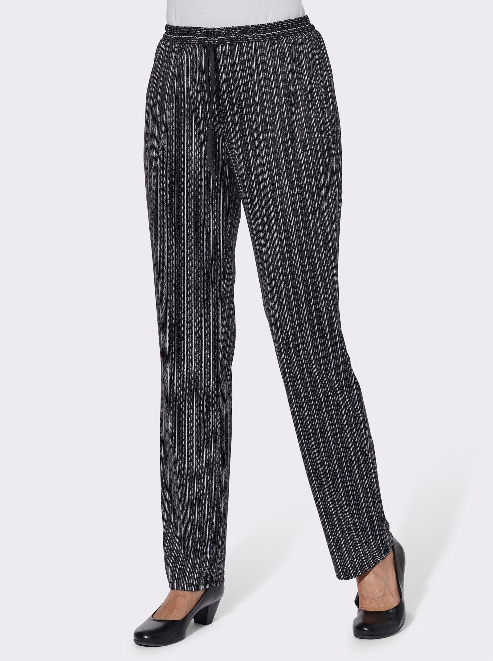 Jerseyhose mit Bindeband - schwarz-gestreift