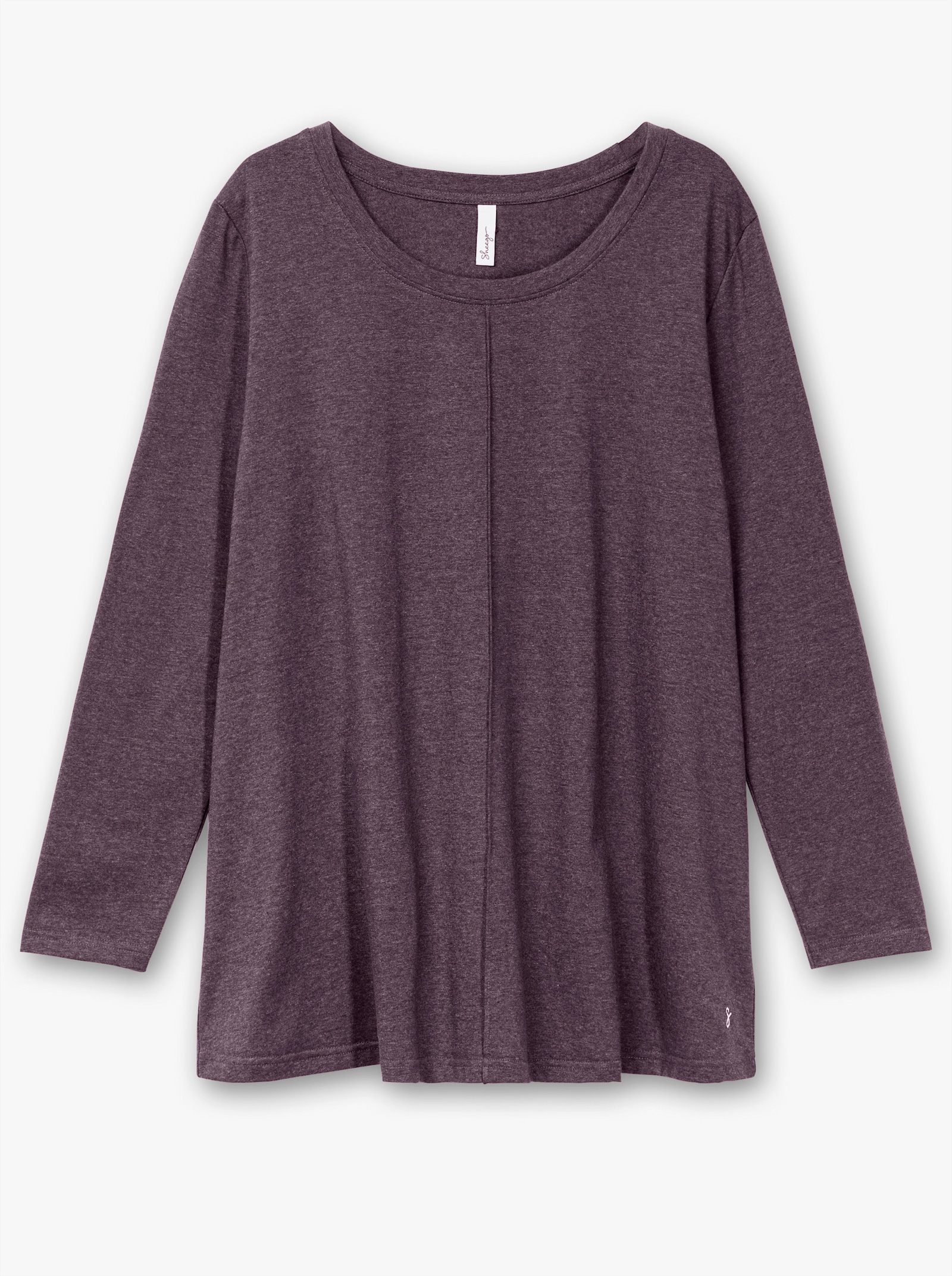 sheego Langarmshirt - aubergine-meliert