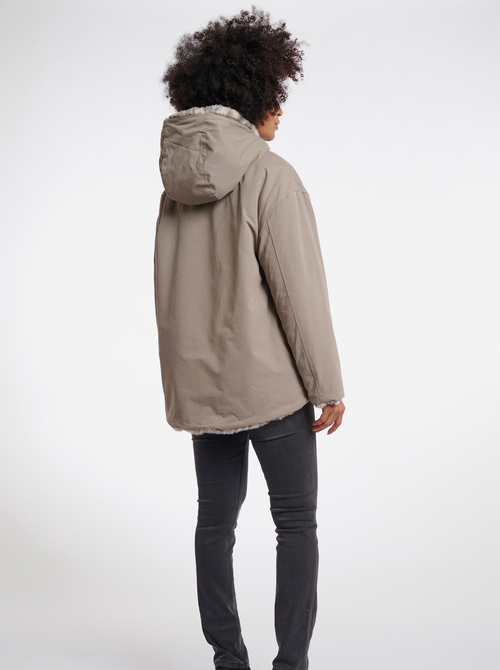 Rino & Pelle Wendejacke mit Fell-Imitat - beige