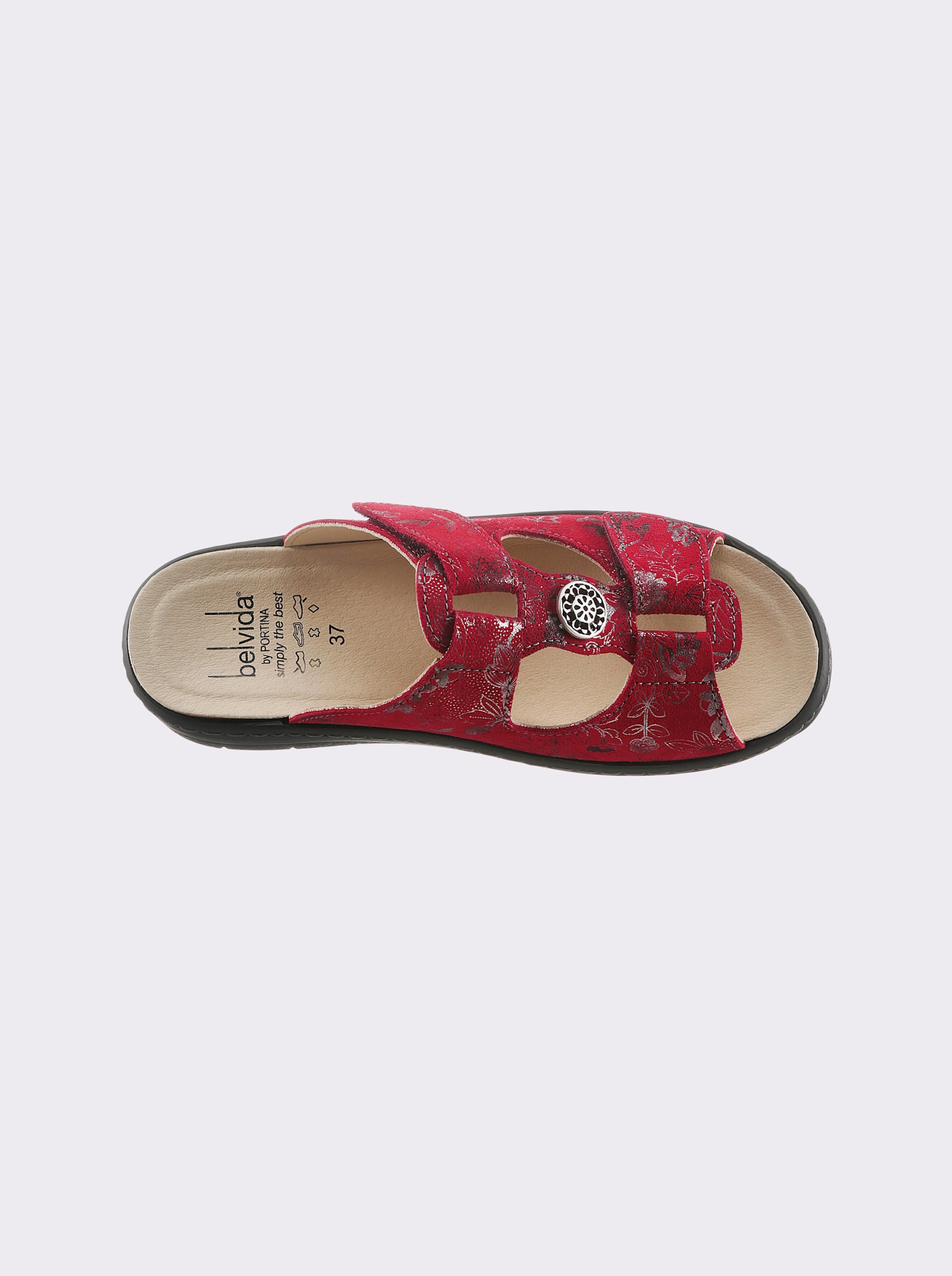 Belvida Slippers - rood geprint