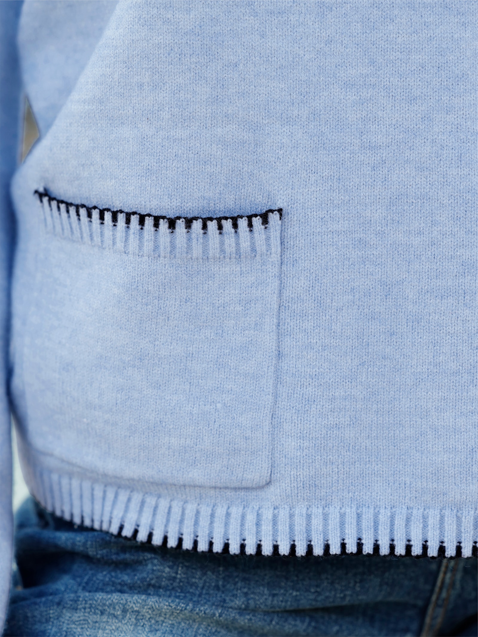 heine Pullover met contrastnaden - Ijsblauw/gemêleerd